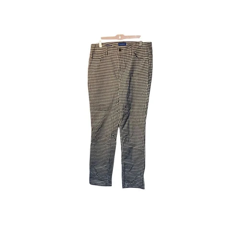 Talbots high waist straight leg, black and white corduroyed checkered pants S/12
